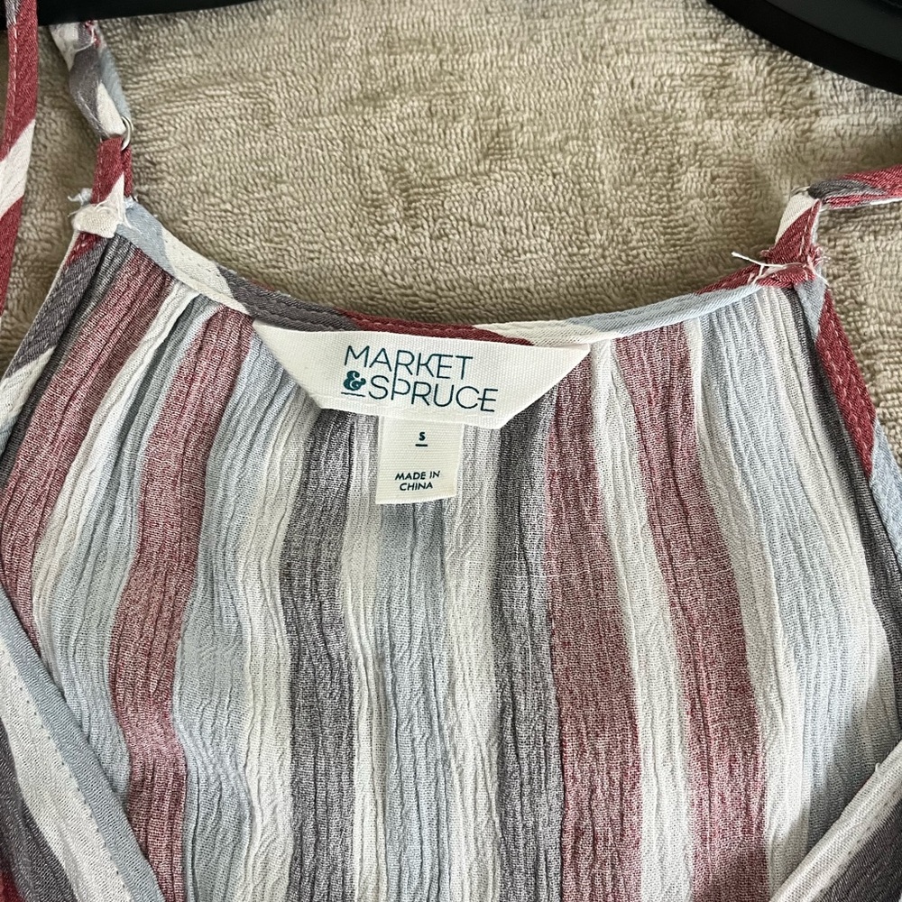 Market & Spruce Red and White Sundress Sleeveless Wrap - Picture 4 of 4